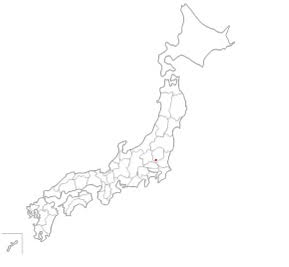日本地図で栃木県の佐野市に赤い点が付いています。