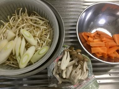 炒める準備をした野菜です。