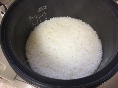 炊けたもち米とうるち米です。